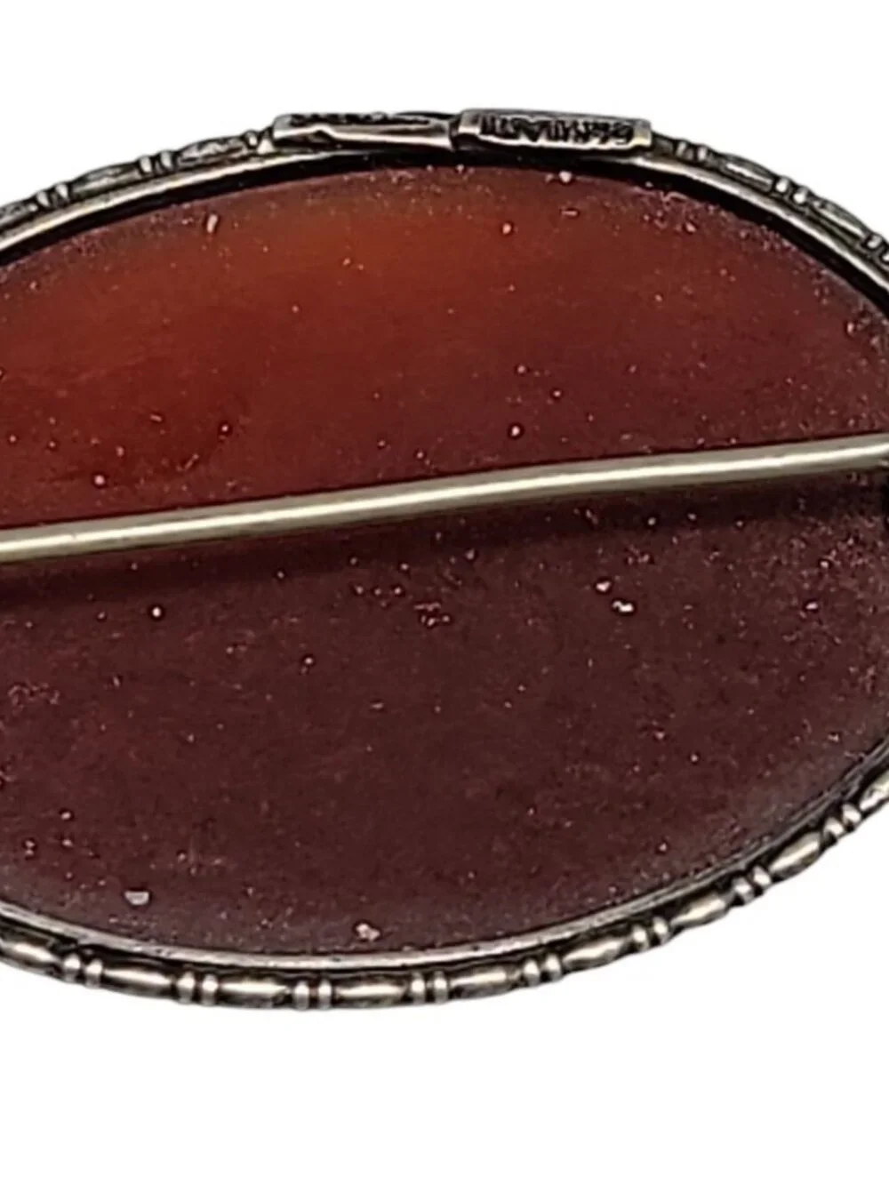 Sterling Silver Carnelian Brooch Oval Shape Germany Makers Mark Vintage 925
